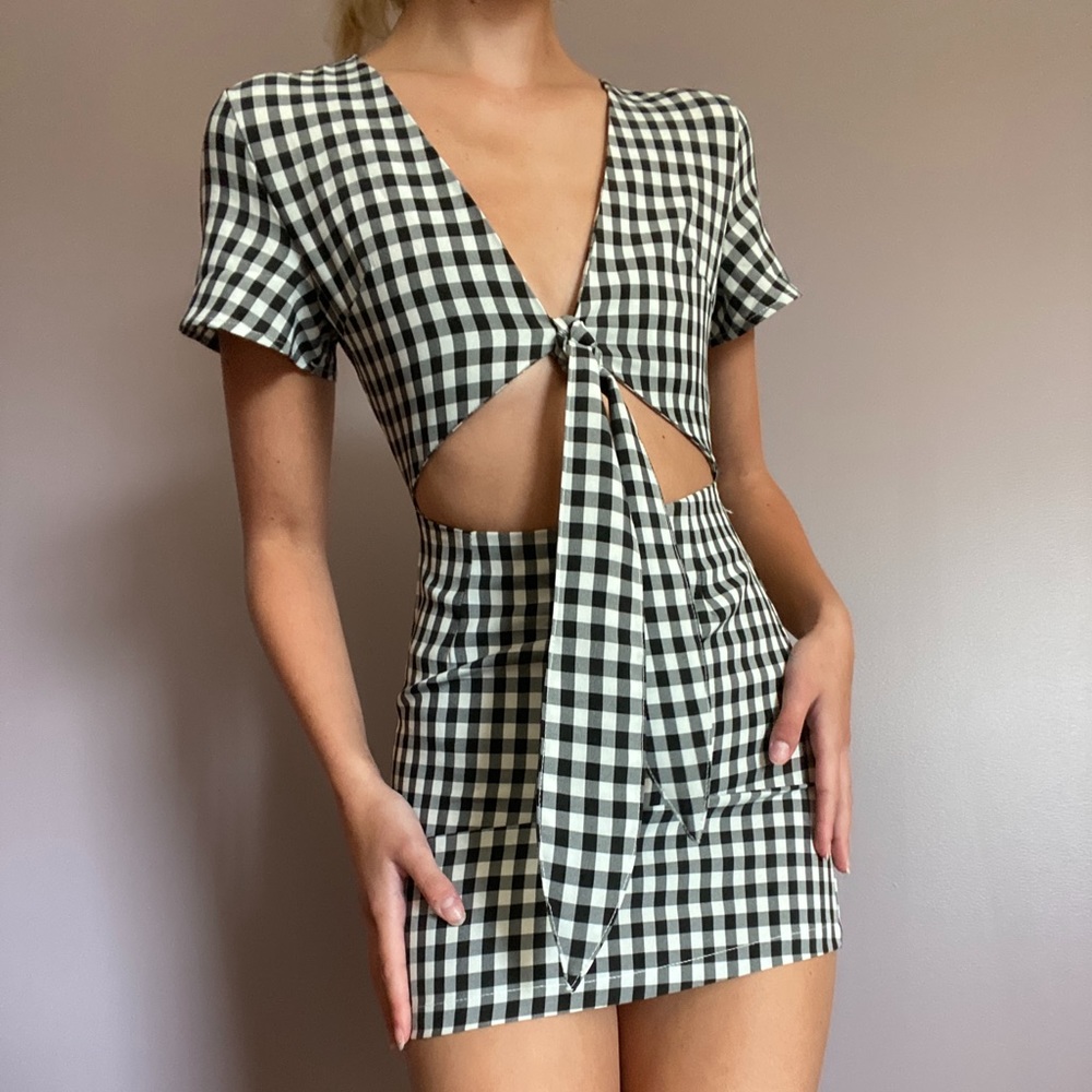 gingham mini dress